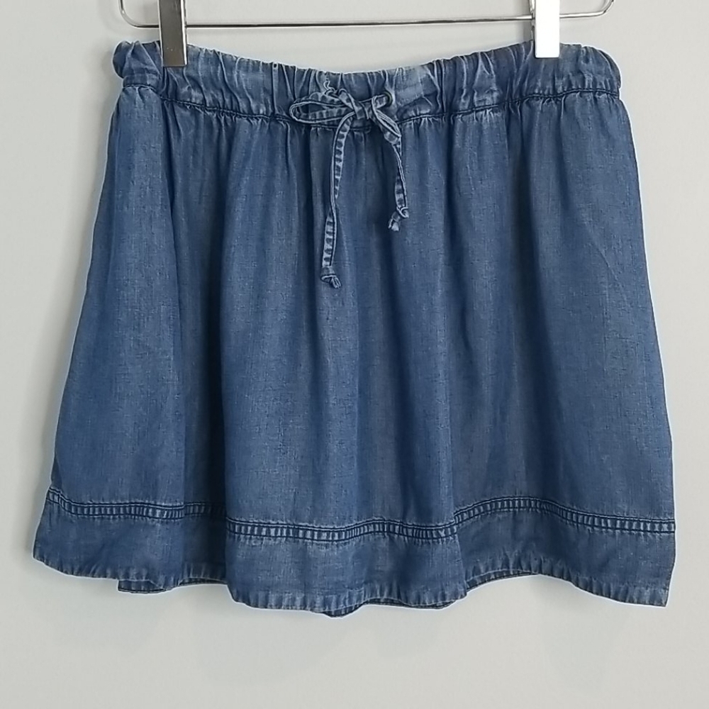 J. Crew Blue Tencel Mini Skirt Drawstring 52422 y2k XS